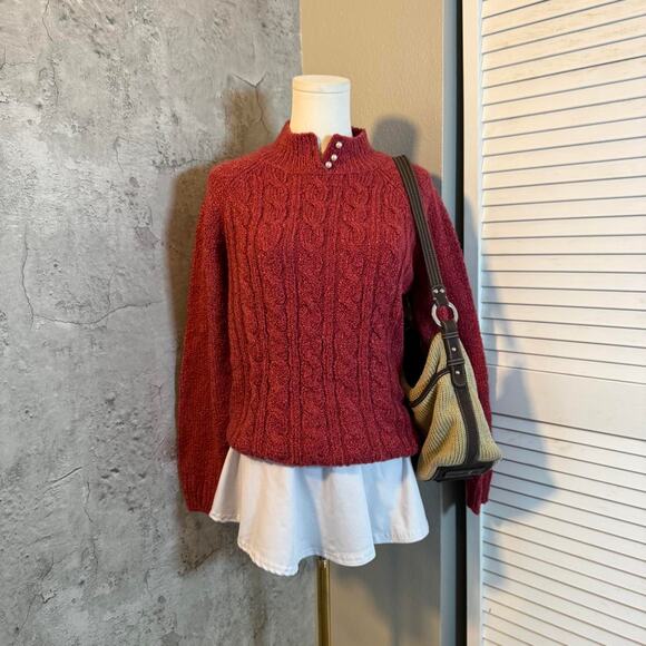 Red Sweater with Pearl Buttons - Picture 2 of 8